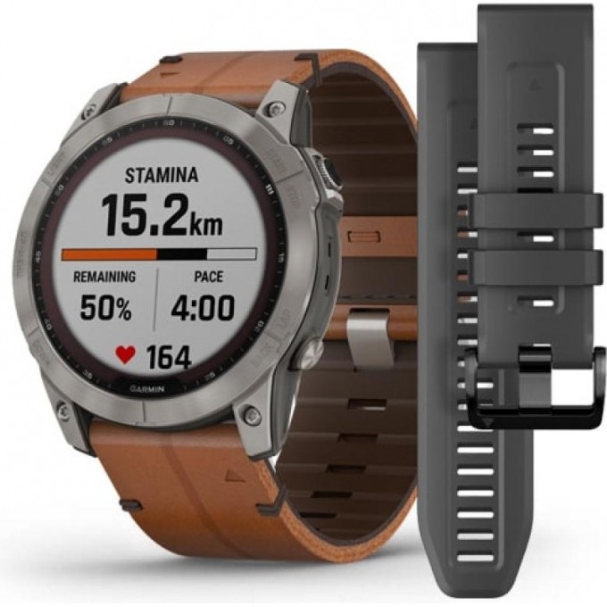 Часы GARMIN FENIX 7X SAPPHIRE SOLAR TITANIUM WITH A CHESTNUT LEATHER STRAP 11166 Часы GARMIN FENIX 7X SAPPHIRE SOLAR TITANIUM WITH A CHESTNUT LEATHER STRAP 11166