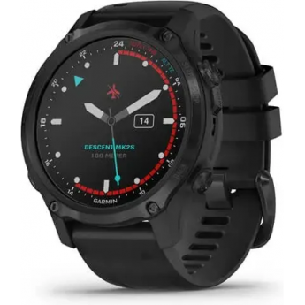 Смарт-часы GARMIN DESCENT MK2S Carbon Gray DLC Black с черным силиконовым ремешком